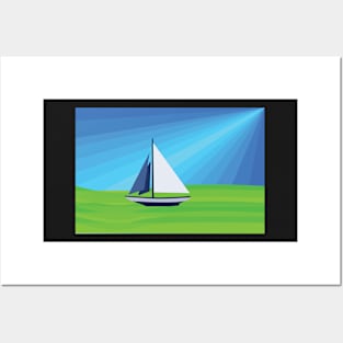 Green Sea Sailing Posters and Art